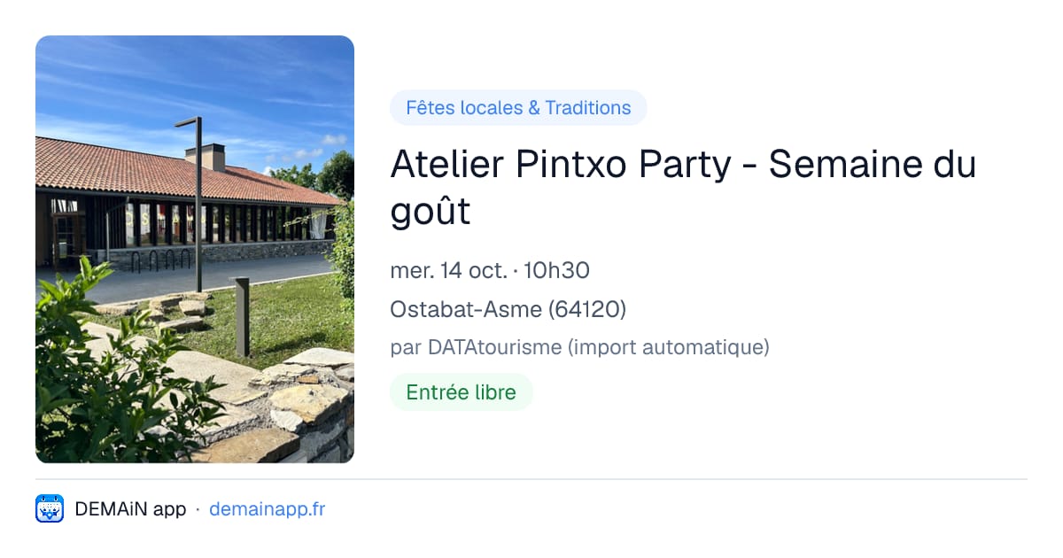 Atelier Pintxo Party - Semaine du goût — Ostabat-Asme