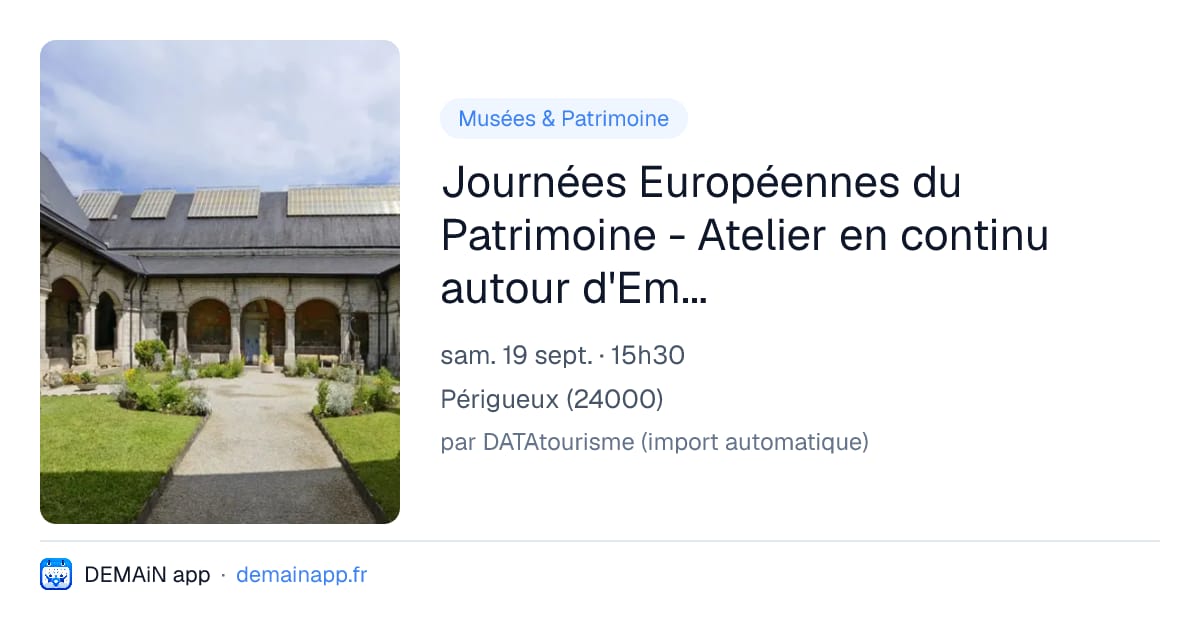 Journées Européennes du Patrimoine - Atelier en continu autour d'Emma REYES au MAAP — Périgueux