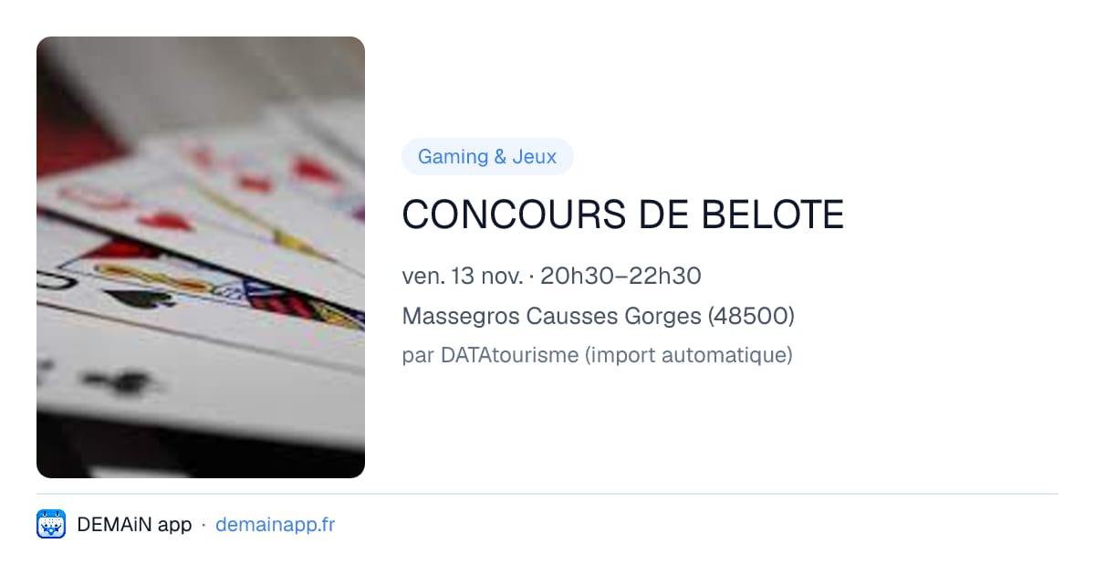 CONCOURS DE BELOTE — Massegros Causses Gorges