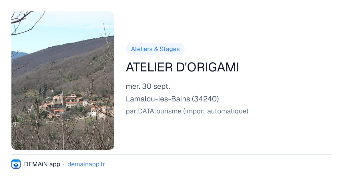 ATELIER D'ORIGAMI — Lamalou-les-Bains