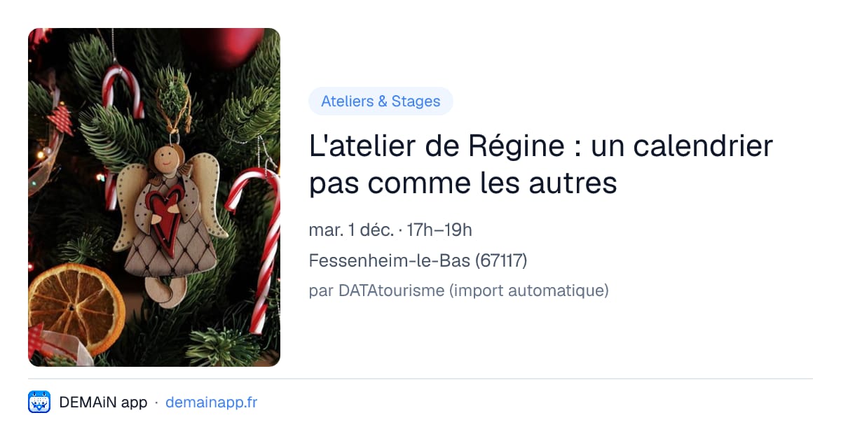L'atelier de Régine : un calendrier pas comme les autres — Fessenheim-le-Bas