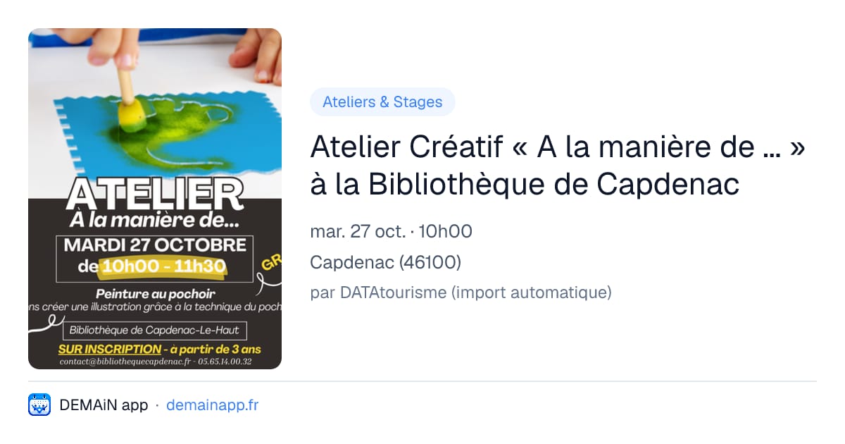 Atelier Créatif « A la manière de ... » à la Bibliothèque de Capdenac — Capdenac