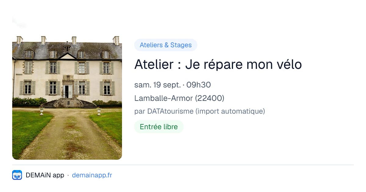 Atelier : Je répare mon vélo — Lamballe-Armor