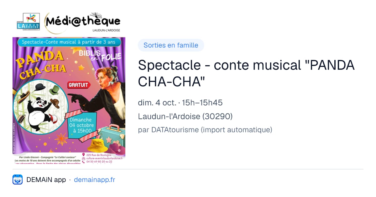 Spectacle - conte musical "PANDA CHA-CHA" — Laudun-l'Ardoise