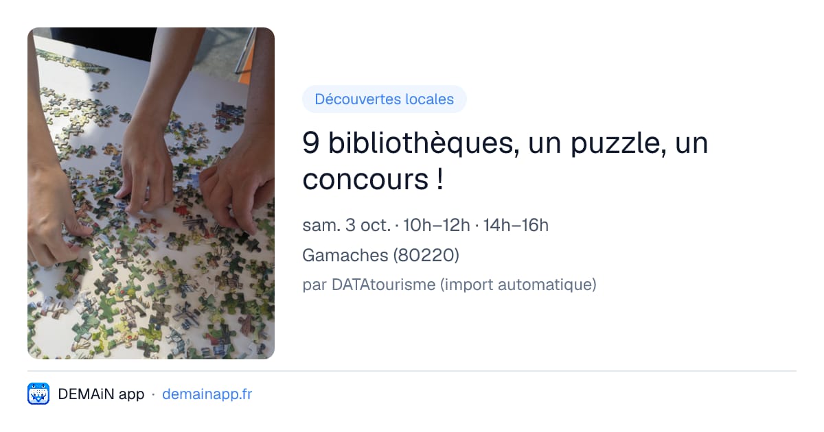 9 bibliothèques, un puzzle, un concours ! — Gamaches