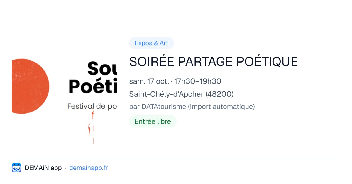 SOIRÉE PARTAGE POÉTIQUE — Saint-Chély-d'Apcher
