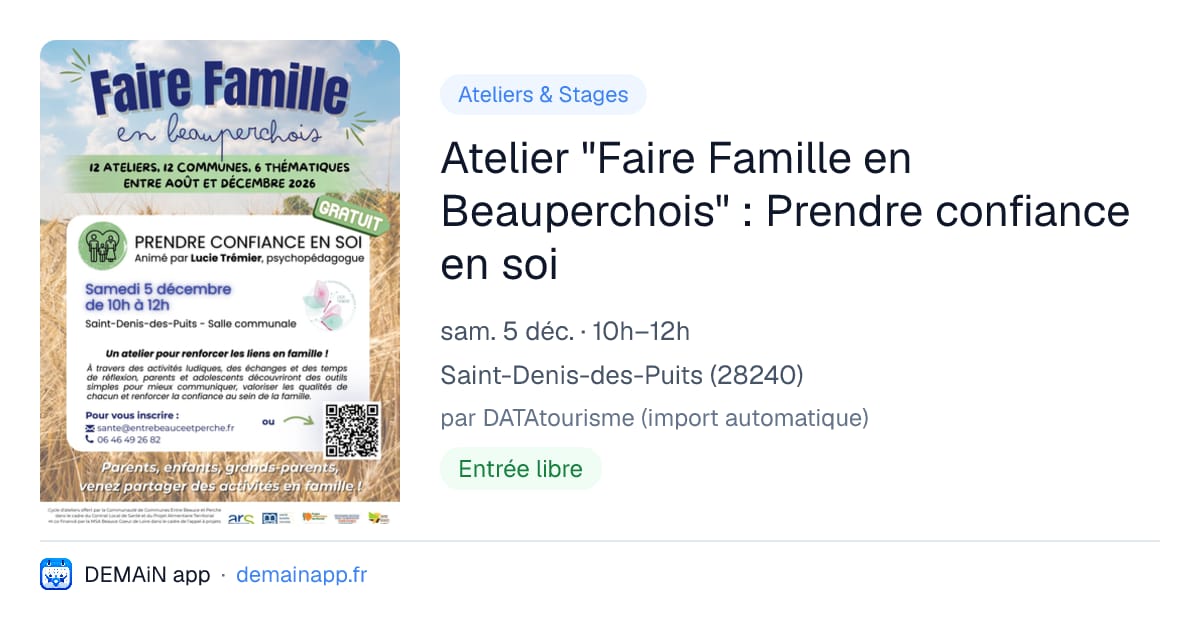Atelier "Faire Famille en Beauperchois" : Prendre confiance en soi — Saint-Denis-des-Puits
