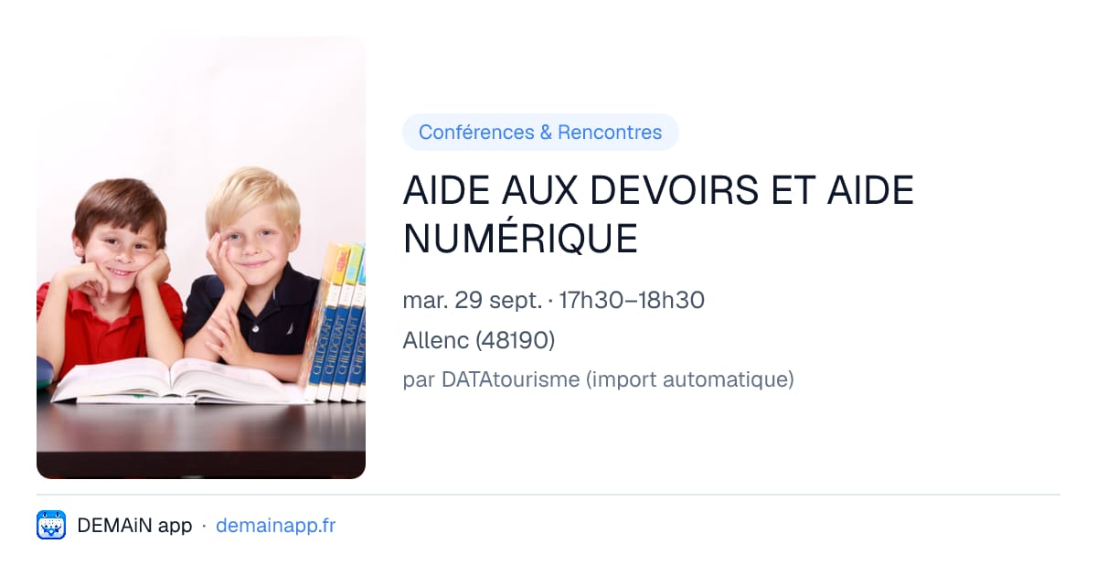 AIDE AUX DEVOIRS ET AIDE NUMÉRIQUE — Allenc