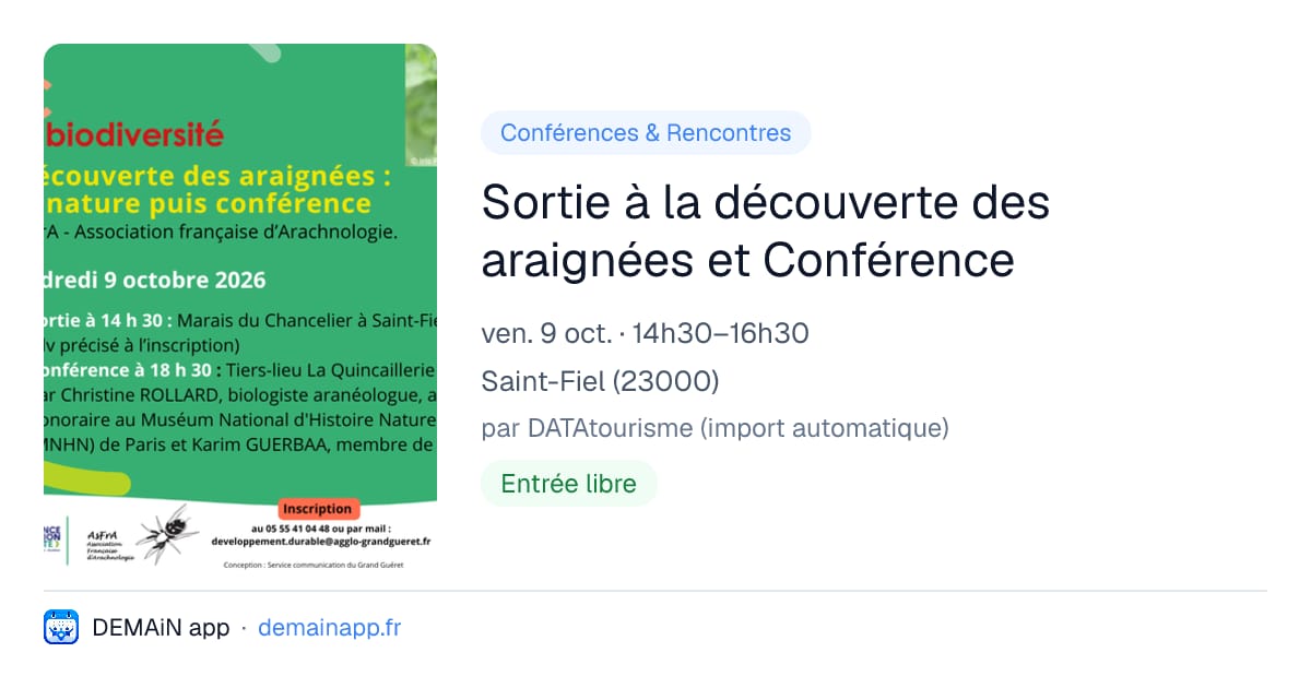 Sortie à la découverte des araignées et Conférence — Saint-Fiel