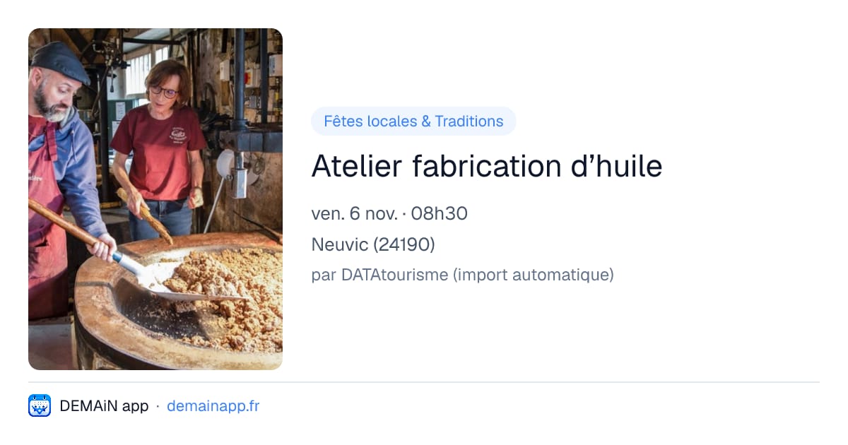 Atelier fabrication d’huile — Neuvic
