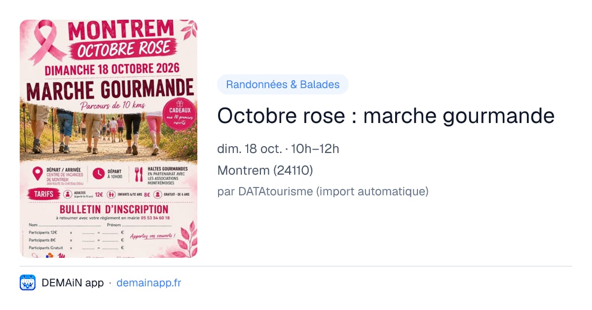 Octobre rose : marche gourmande — Montrem