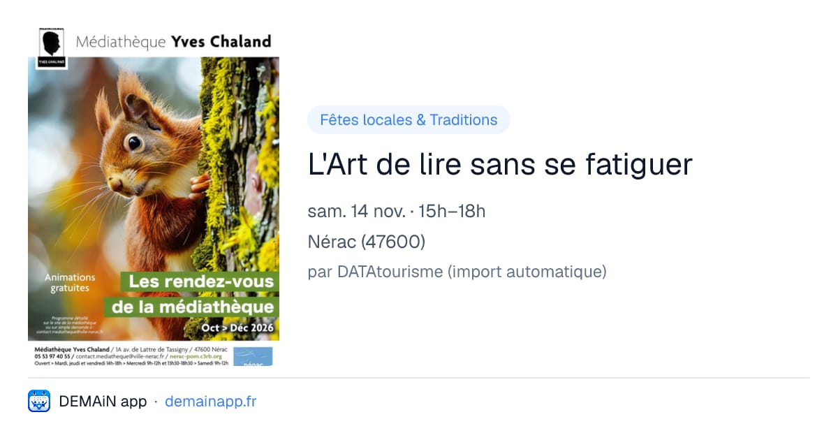 L'Art de lire sans se fatiguer — Nérac