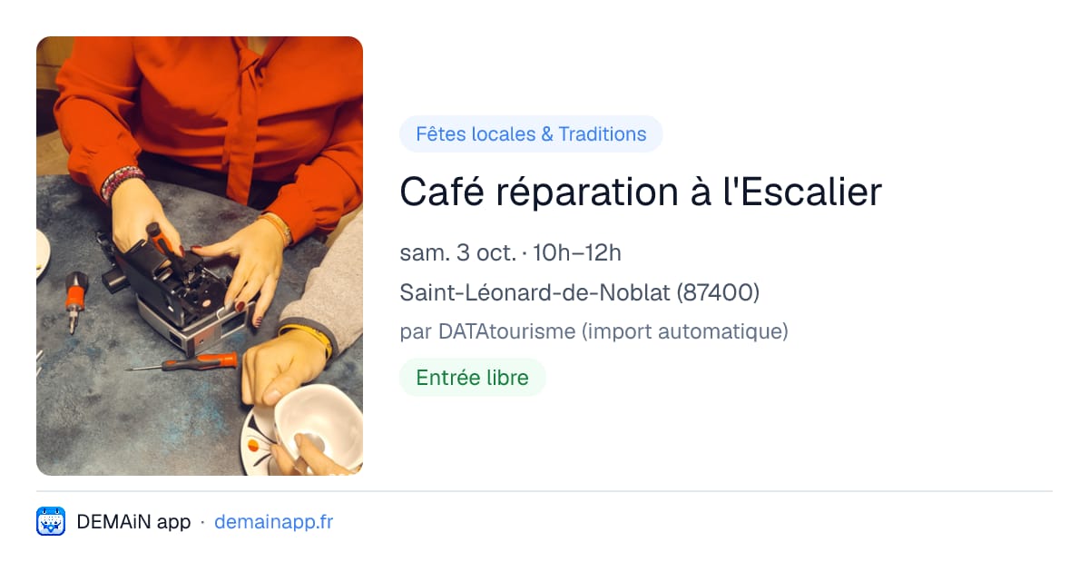 Café réparation à l'Escalier — Saint-Léonard-de-Noblat