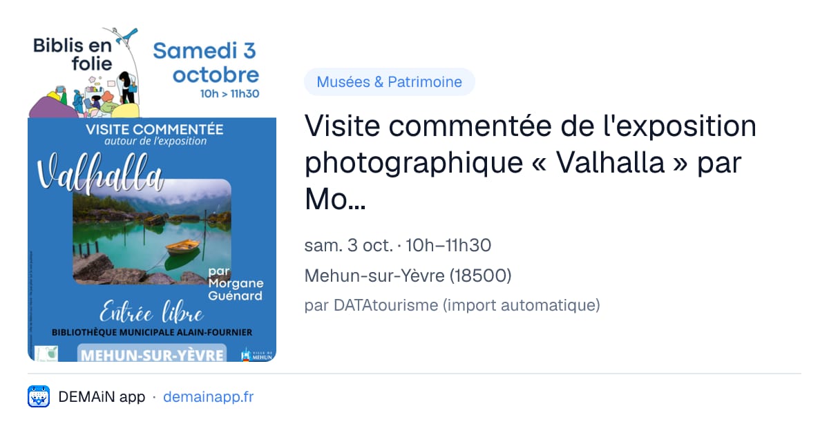 Visite commentée de l'exposition photographique « Valhalla » par Morgane Guénard — Mehun-sur-Yèvre