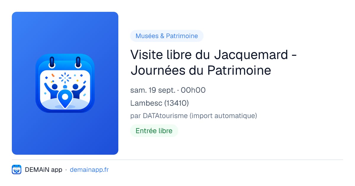 Visite libre du Jacquemard - Journées du Patrimoine — Lambesc