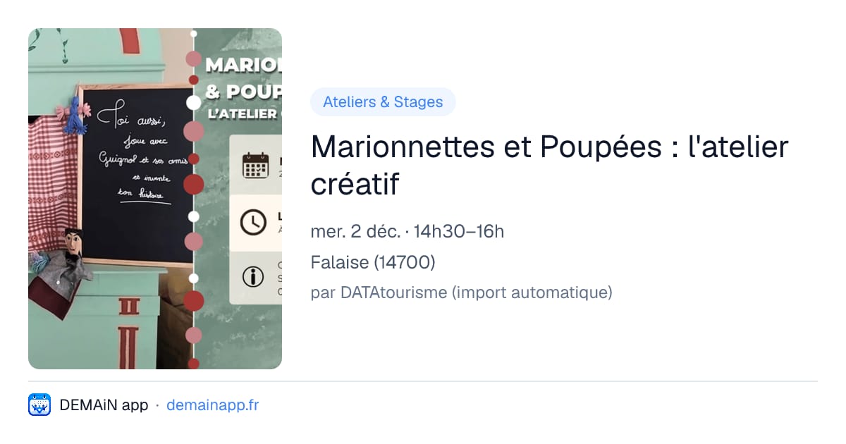 Marionnettes et Poupées : l'atelier créatif — Falaise
