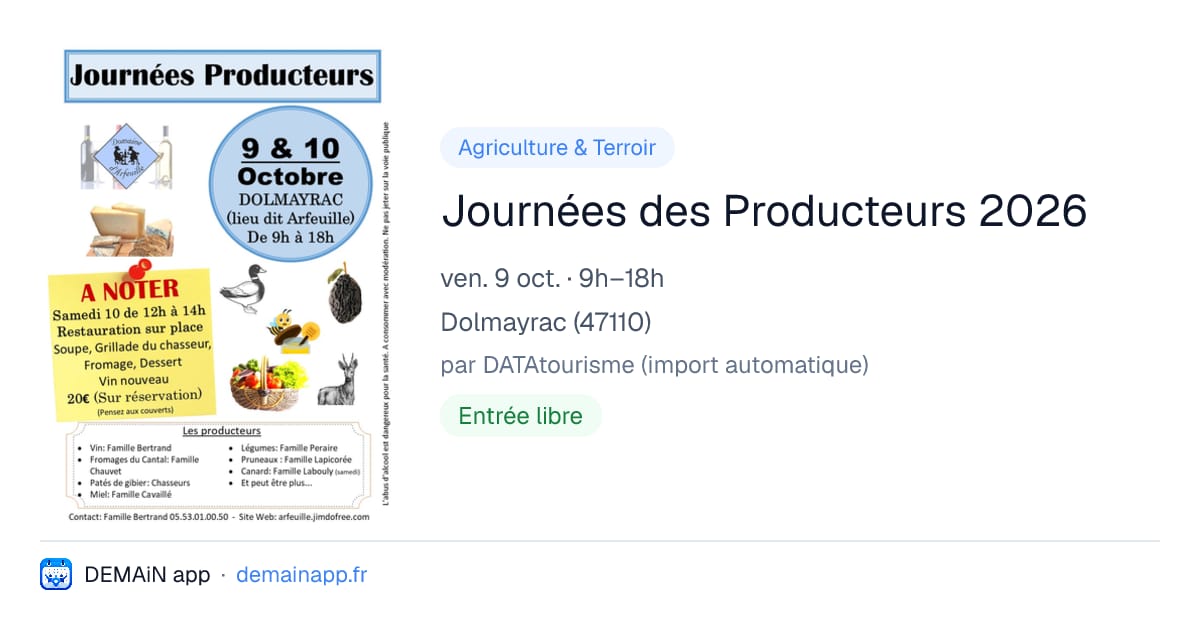 Journées des Producteurs 2026 — Dolmayrac