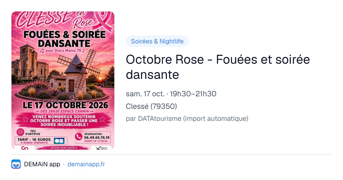Octobre Rose - Fouées et soirée dansante — Clessé