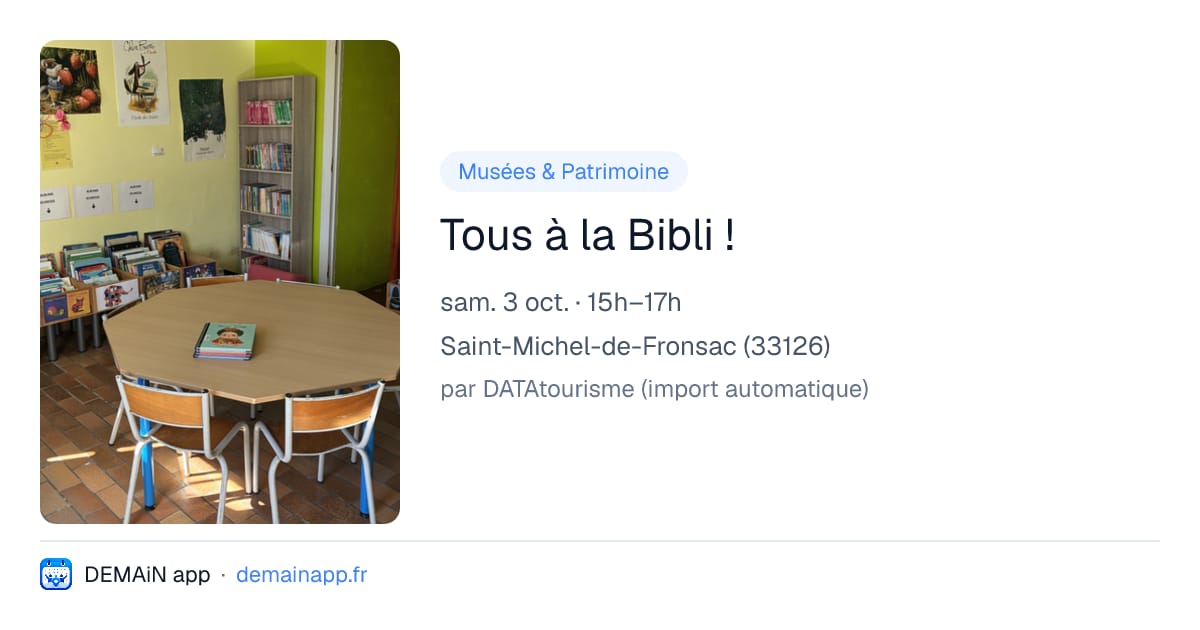 Tous à la Bibli ! — Saint-Michel-de-Fronsac