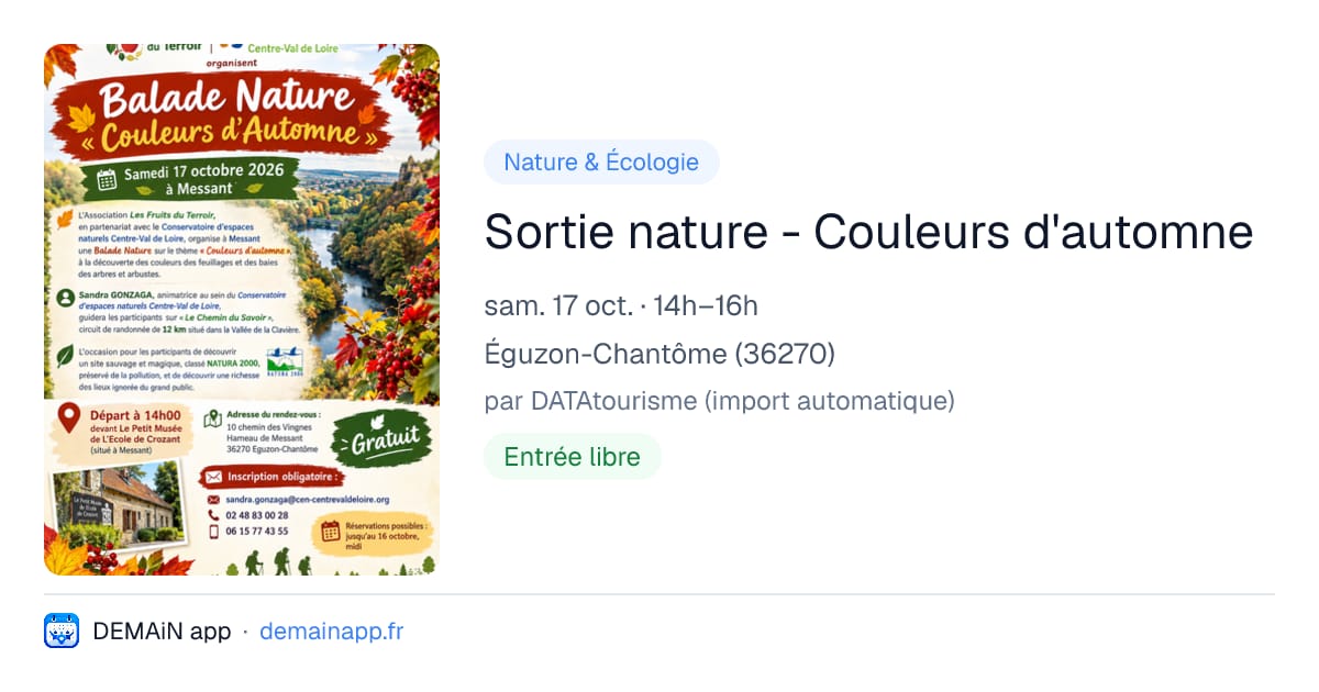 Sortie nature - Couleurs d'automne — Éguzon-Chantôme