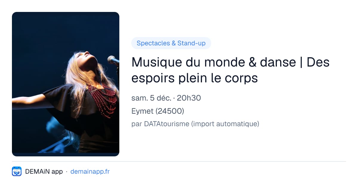Musique du monde & danse | Des espoirs plein le corps — Eymet