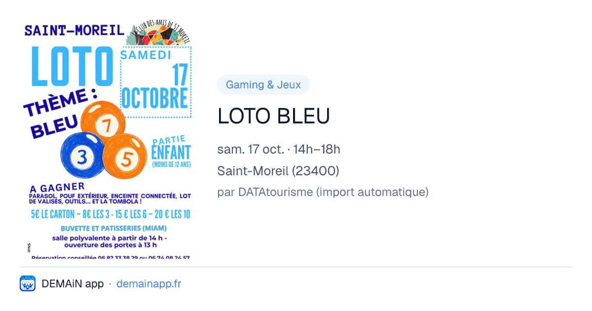 LOTO BLEU — Saint-Moreil