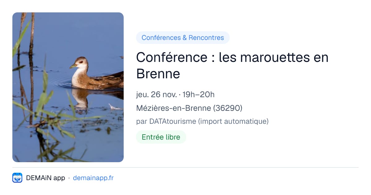 Conférence : les marouettes en Brenne — Mézières-en-Brenne