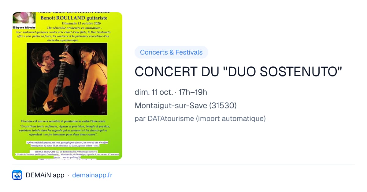 CONCERT DU "DUO SOSTENUTO" — Montaigut-sur-Save