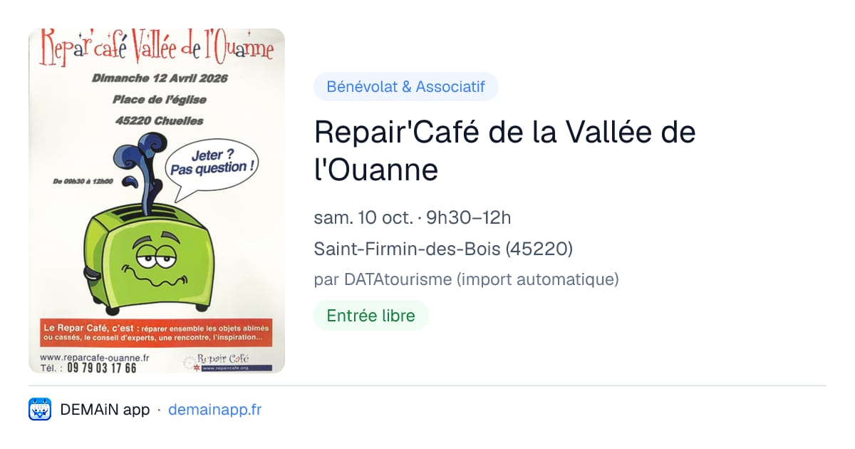 Repair'Café de la Vallée de l'Ouanne — Saint-Firmin-des-Bois
