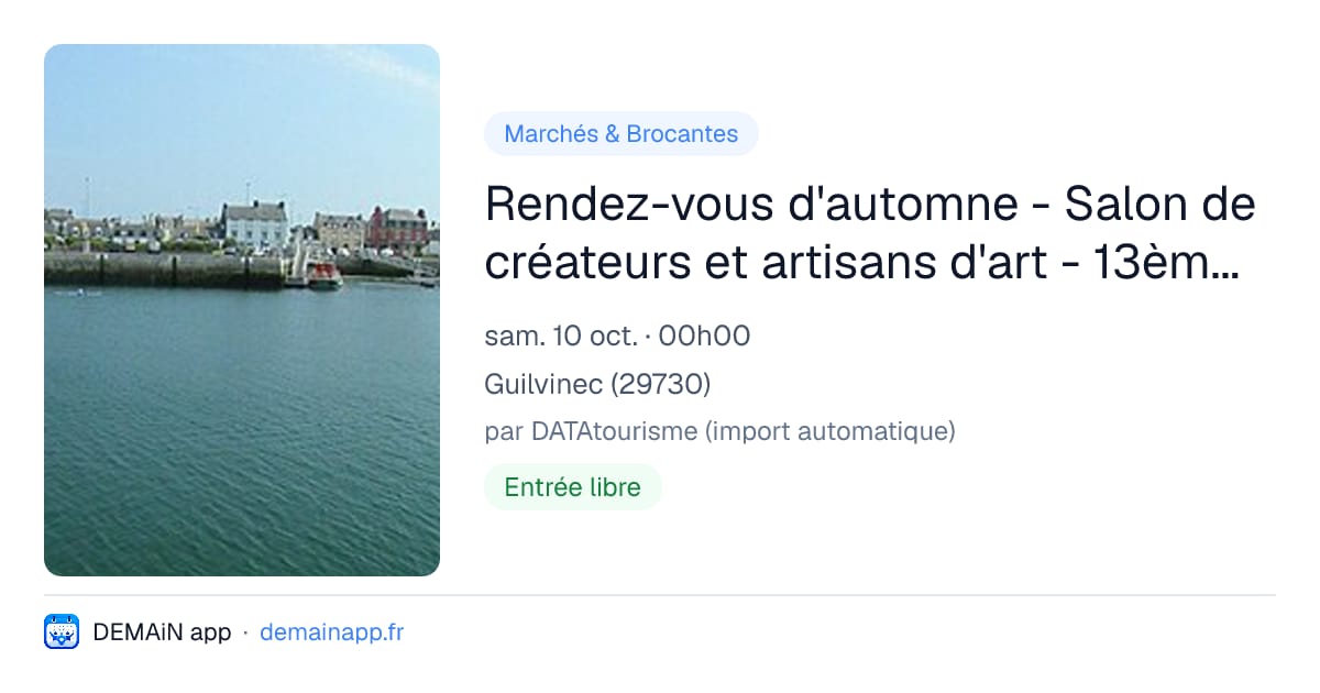 Rendez-vous d'automne - Salon de créateurs et artisans d'art - 13ème édition — Guilvinec