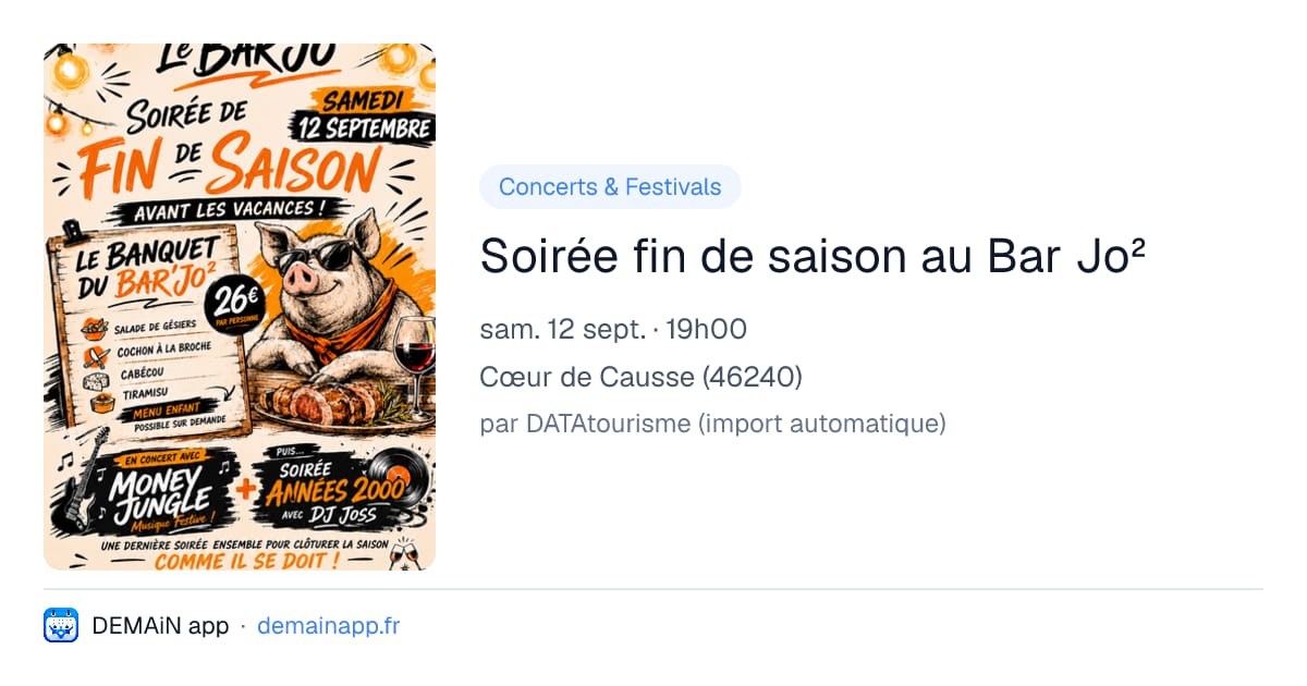 Soirée fin de saison au Bar Jo² — Cœur de Causse