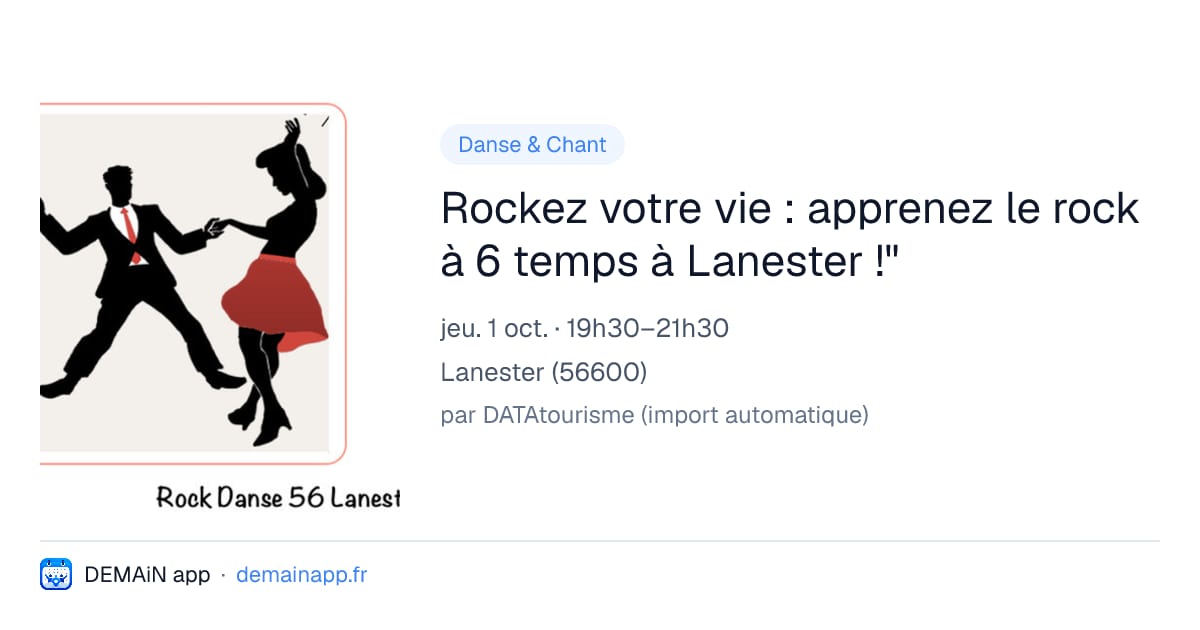 Rockez votre vie : apprenez le rock à 6 temps à Lanester !" — Lanester