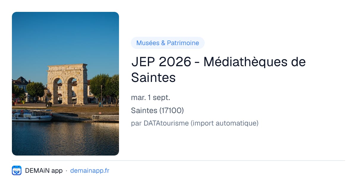 JEP 2026 - Médiathèques de Saintes — Saintes
