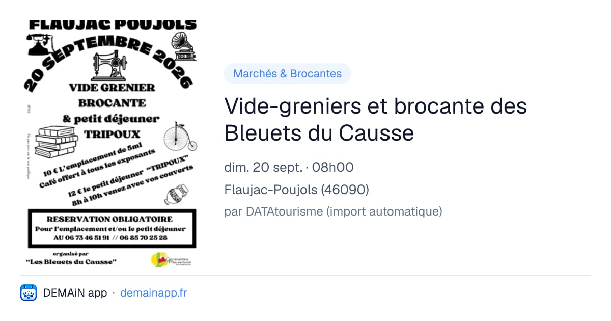 Vide-greniers et brocante des Bleuets du Causse — Flaujac-Poujols