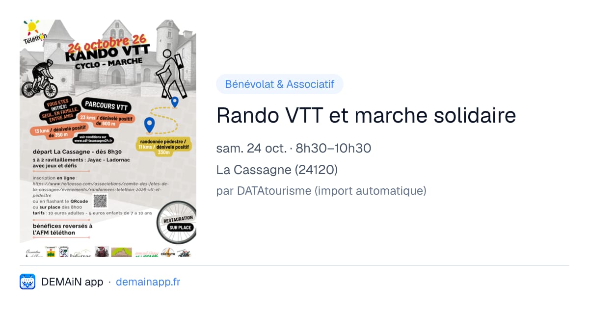 Rando VTT et marche solidaire — La Cassagne