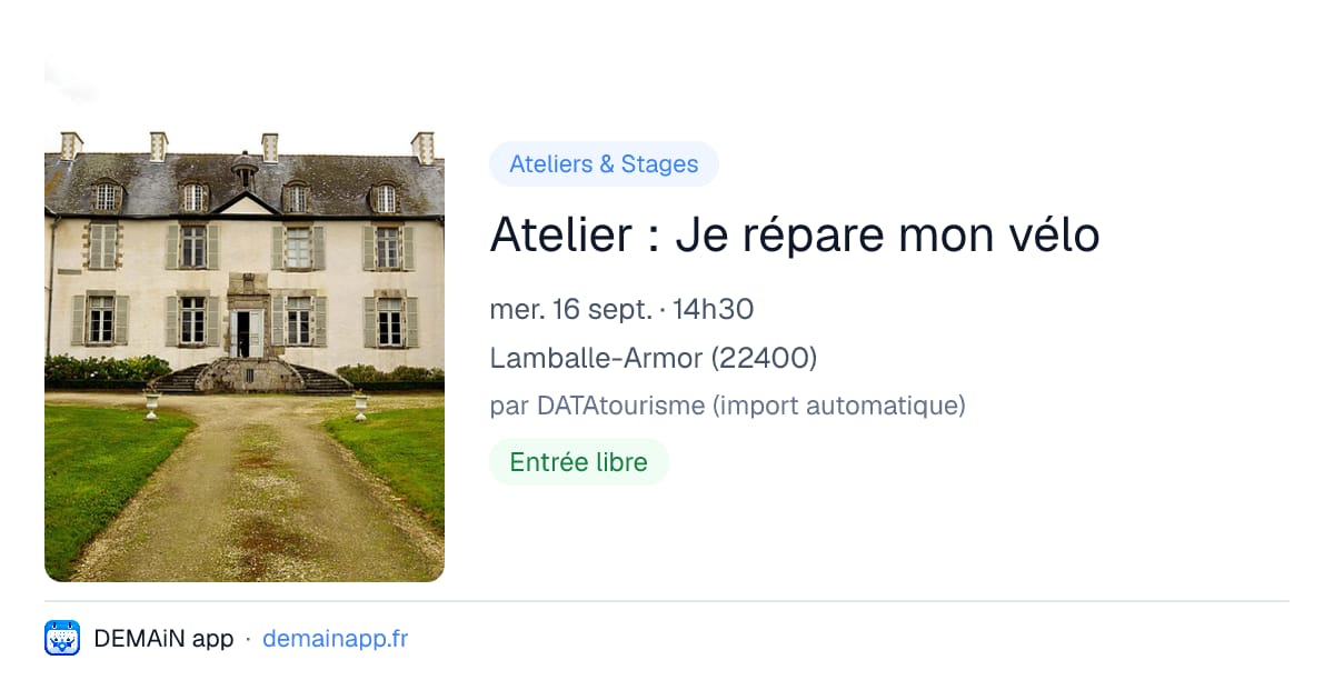 Atelier : Je répare mon vélo — Lamballe-Armor