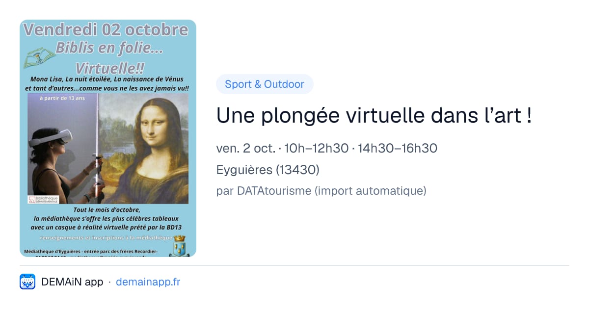 Une plongée virtuelle dans l’art ! — Eyguières