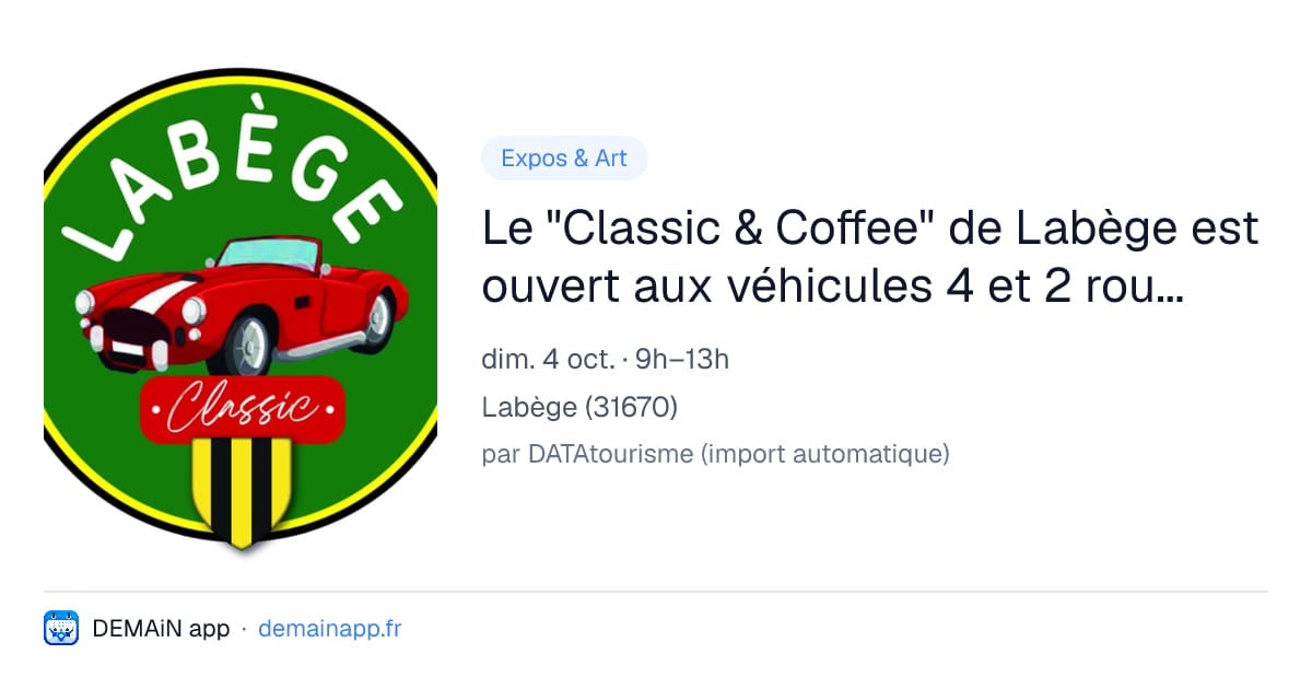Le "Classic & Coffee" de Labège est ouvert aux véhicules 4 et 2 roues mis en circulation avant le 31 janvier 1999. Parking de l'Espace C. Ducert. — Labège