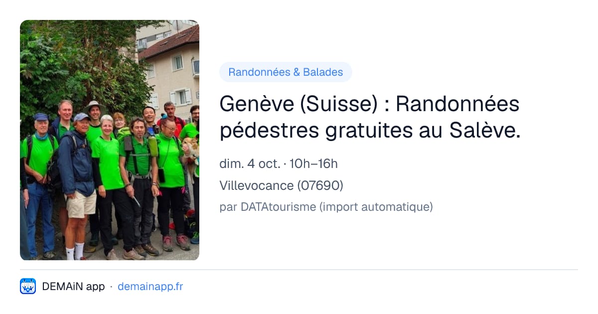 Genève (Suisse) : Randonnées pédestres gratuites au Salève. — Villevocance