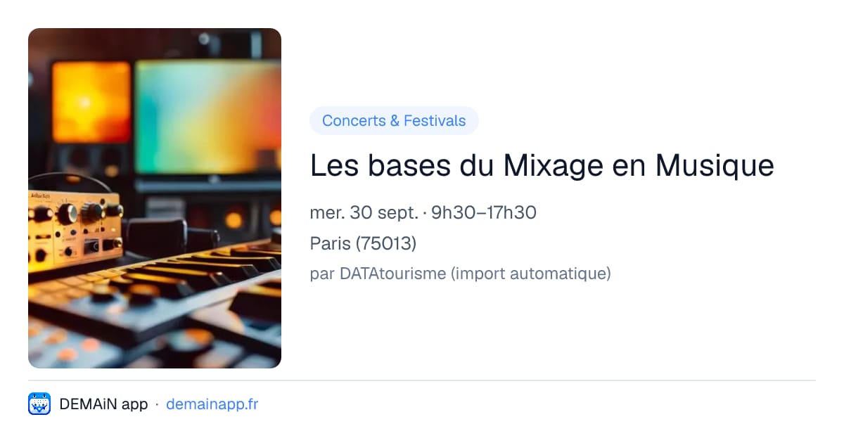 Les bases du Mixage en Musique — Paris