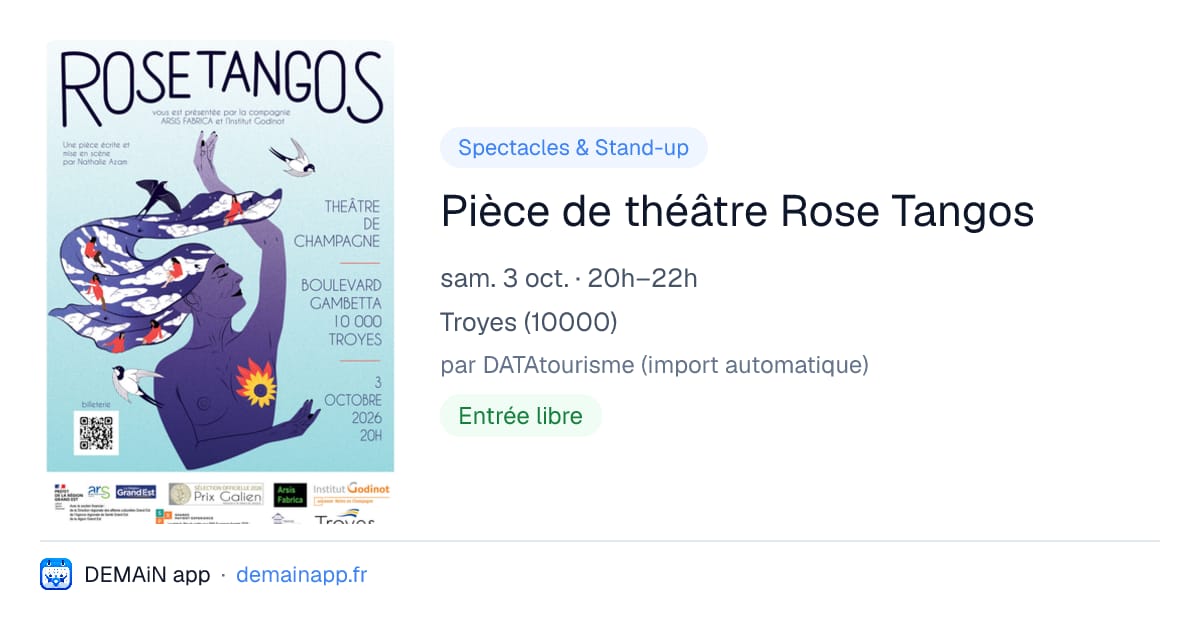 Pièce de théâtre Rose Tangos — Troyes