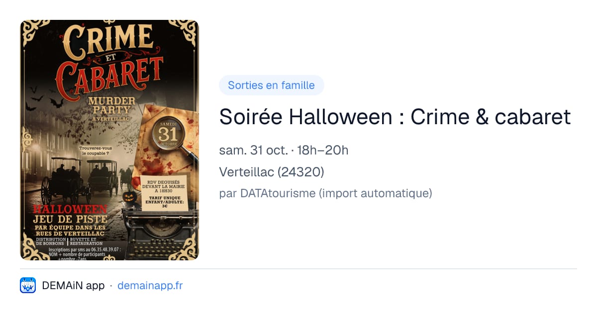Soirée Halloween : Crime & cabaret — Verteillac
