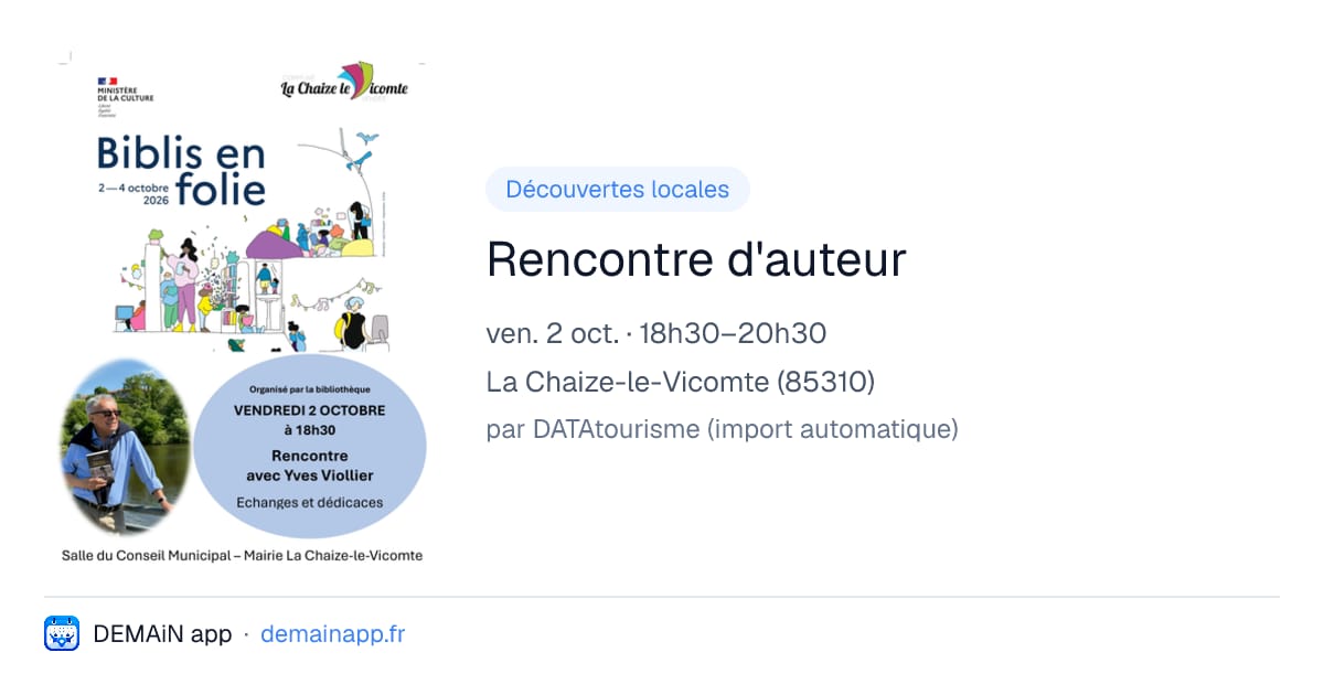 Rencontre d'auteur — La Chaize-le-Vicomte