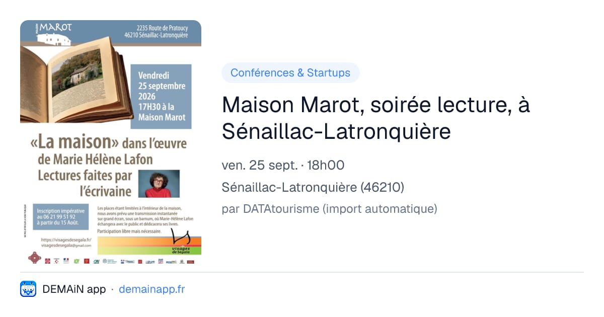 Maison Marot, soirée lecture, à Sénaillac-Latronquière — Sénaillac-Latronquière