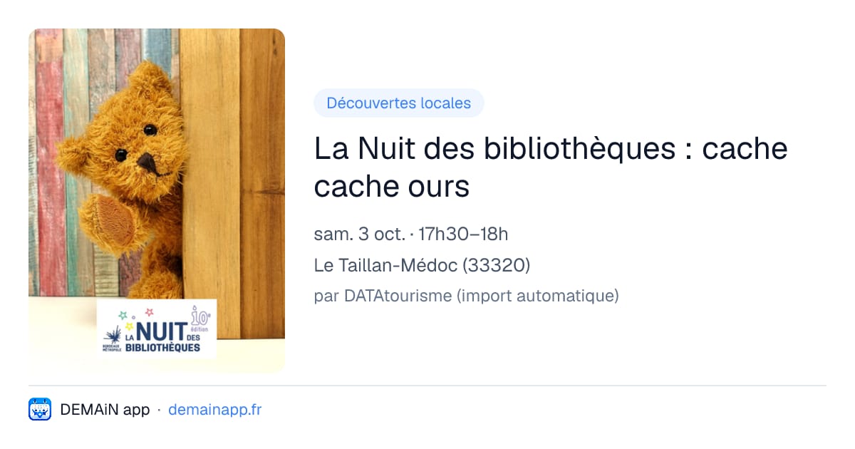 La Nuit des bibliothèques : cache cache ours — Le Taillan-Médoc
