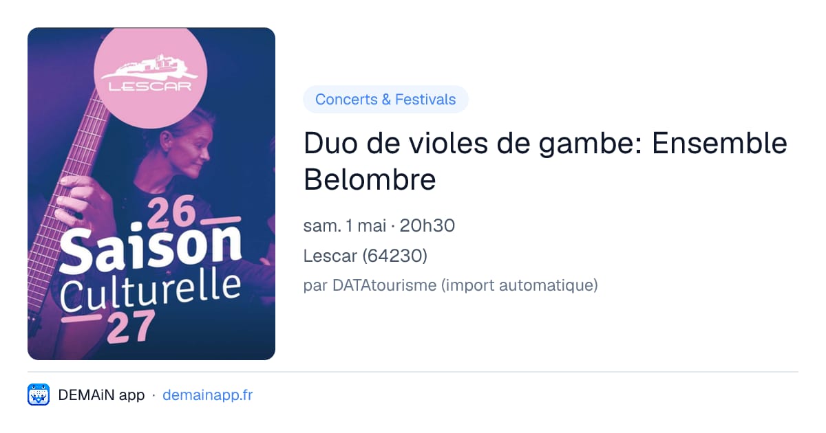 Duo de violes de gambe: Ensemble Belombre — Lescar