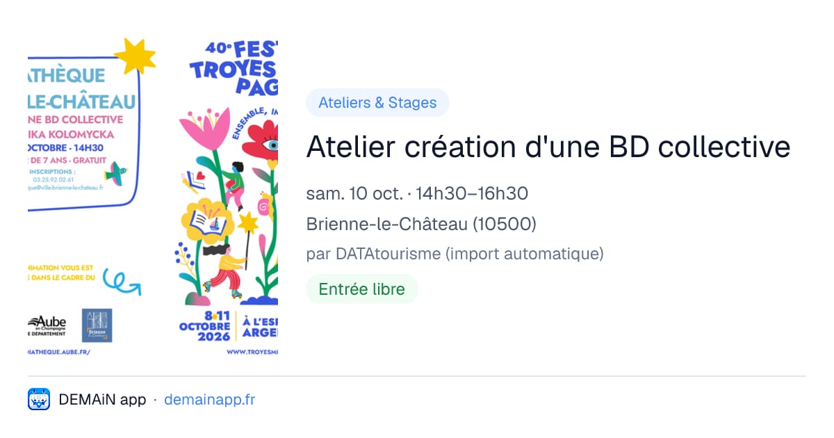 Atelier création d'une BD collective — Brienne-le-Château