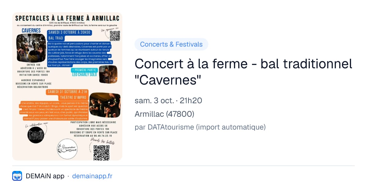 Concert à la ferme - bal traditionnel "Cavernes" — Armillac