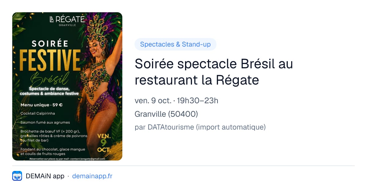 Soirée spectacle Brésil au restaurant la Régate — Granville