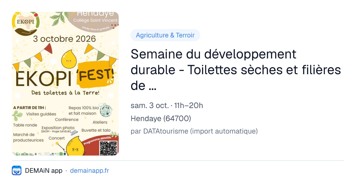 Semaine du développement durable - Toilettes sèches et filières de fertilisation agricole — Hendaye